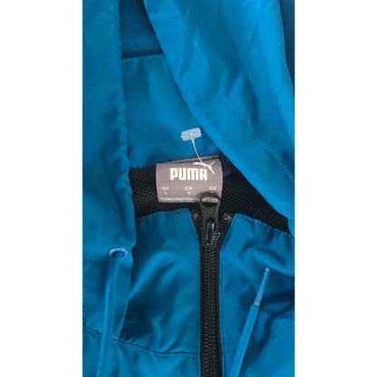 Puma Black and Blue Full-Zip Windbreaker Hoodie – Men’s Size Large