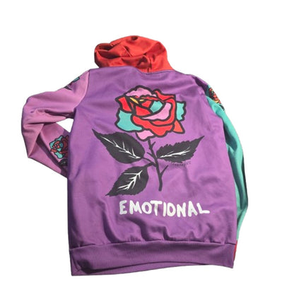 Teen Hearts Emotional Rose Hoodie – XL Colorblock Streetwear Pullover
