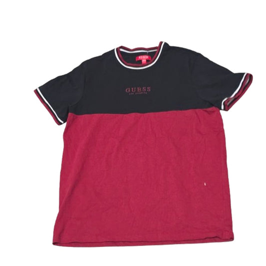 GUESS Los Angeles Black Red Colorblock Ringer Tee - Size Large