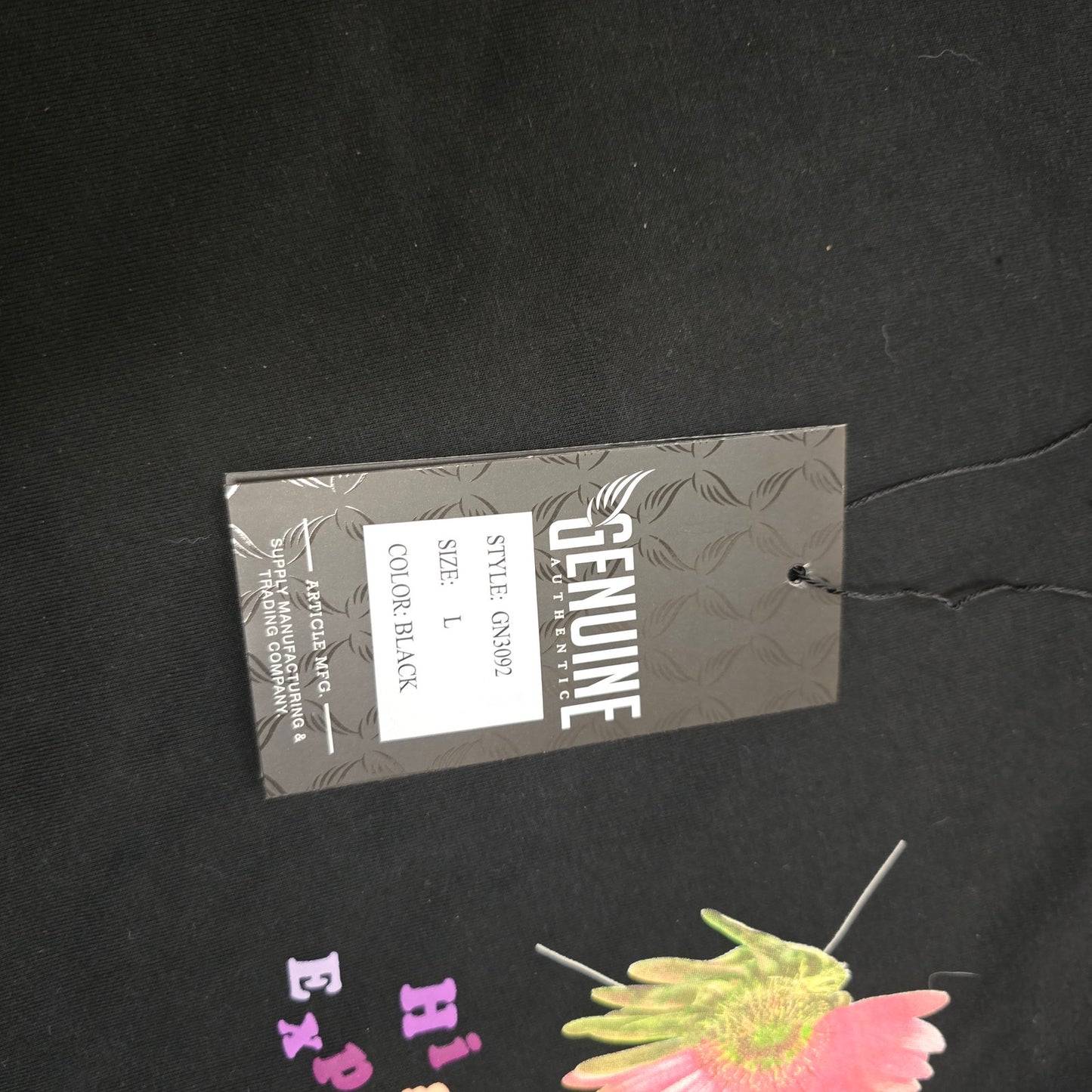 Genuine Black Tee – High Off Expectations Floral Graphic (L)