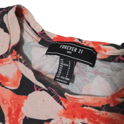 Forever 21 Men's Floral T-Shirt Large Red & Pink Allover Flower Print