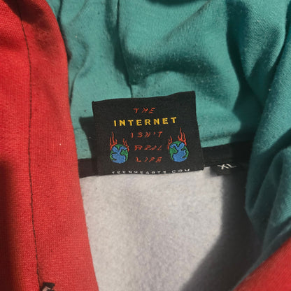 Teen Hearts Emotional Rose Hoodie – XL Colorblock Streetwear Pullover