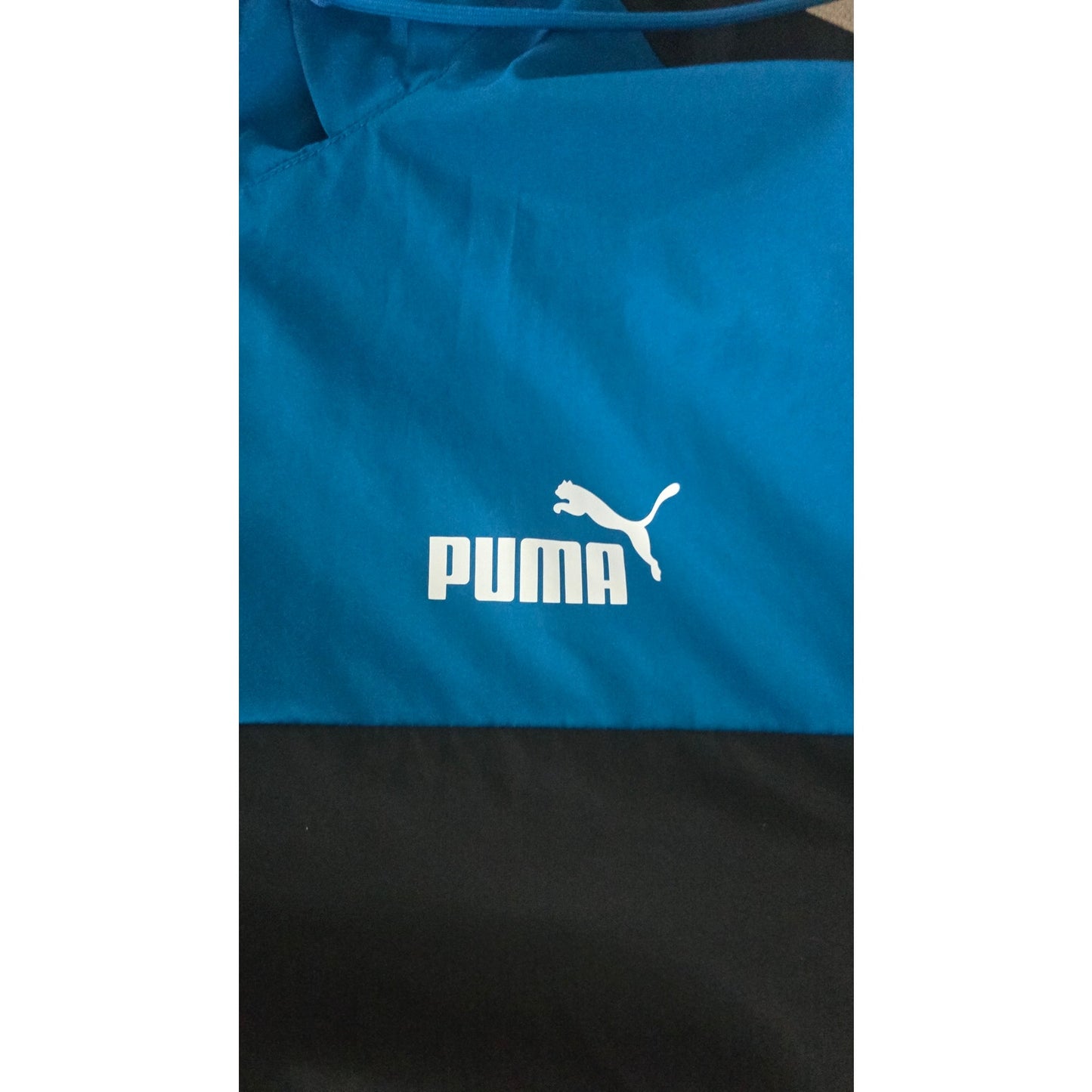Puma Black and Blue Full-Zip Windbreaker Hoodie – Men’s Size Large