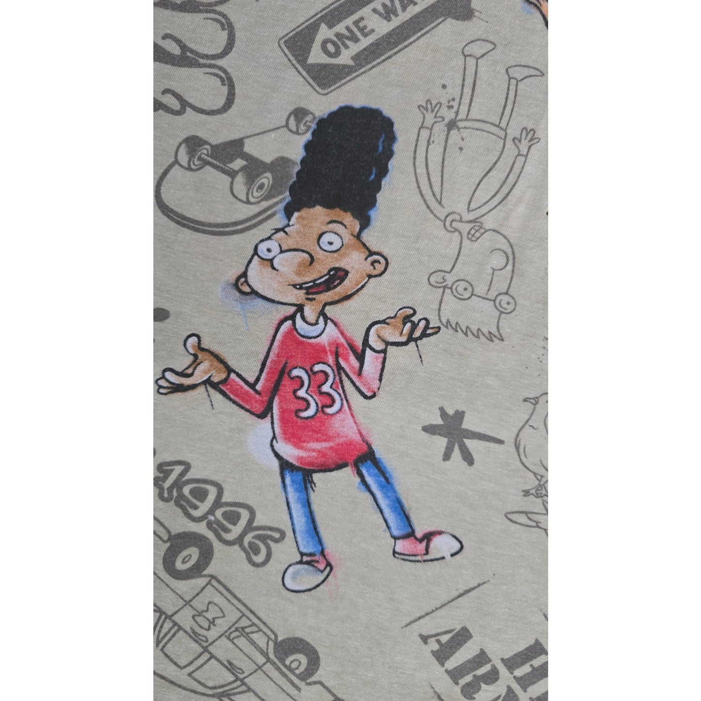 Hey Arnold! All-Over Print T-Shirt – Nickelodeon Graphic Tee – Men’s Size Large