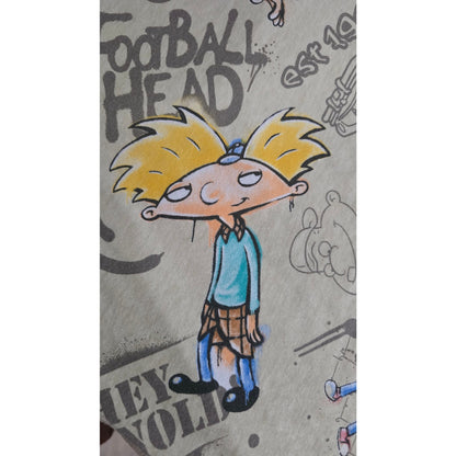 Hey Arnold! All-Over Print T-Shirt – Nickelodeon Graphic Tee – Men’s Size Large
