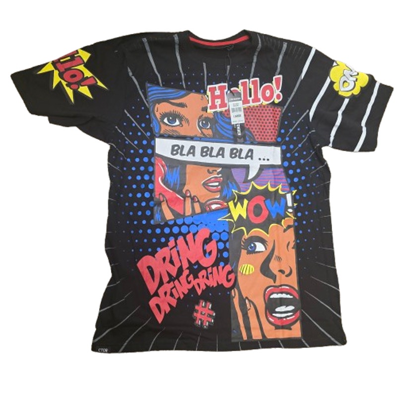 Contender Pop Art Comic Tee – “Hello! Wow!” Graphic (L)